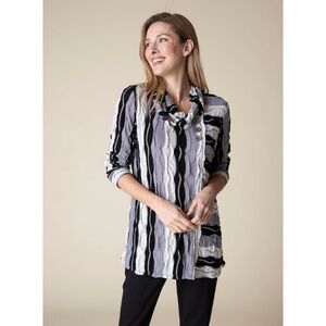 Habitat Clothes to Live In 3D Knit Wavy Textured Cowl Neck Tunic L Lagenlook Art